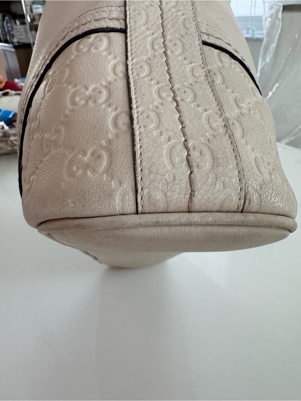 Gucci Beige Leather Shoulder Bag Hobo Gold Hardware - Picture 7 of 10